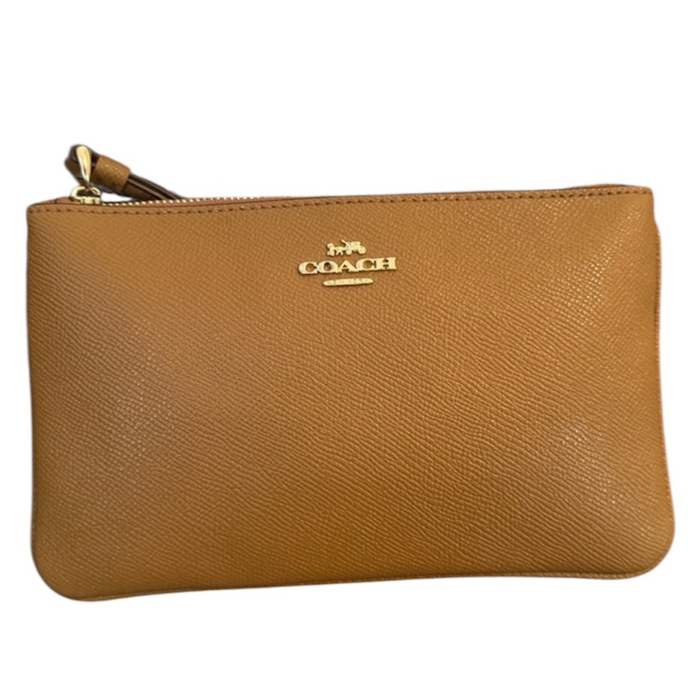 Coach Authentic Tan Leather Wristlet Wallet